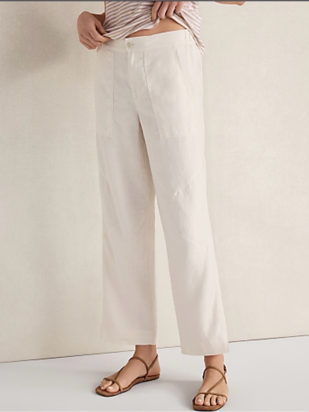 LOFT  casual women’s Cream Wide-Leg Ankle Pants size 4 82% cotton